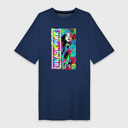 Футболка женская-платье Ким Джису - блэк пинк - музыка, цвет: тёмно-синий