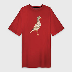 Футболка женская-платье Авдотка птица в стиле Low Poly, цвет: красный