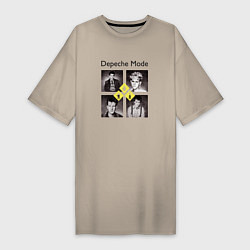 Футболка женская-платье Depeche Mode - DM retro, цвет: миндальный