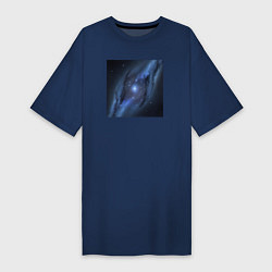Футболка женская-платье Космический путь, цвет: тёмно-синий