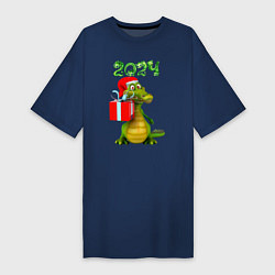 Футболка женская-платье Дракон с подарком 2024, цвет: тёмно-синий