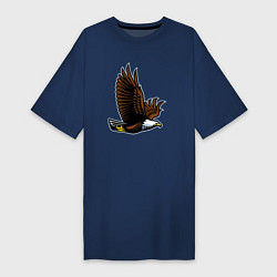 Футболка женская-платье Летящий орёл, цвет: тёмно-синий