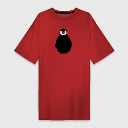 Футболка женская-платье Пингвин мылыш трафарет, цвет: красный
