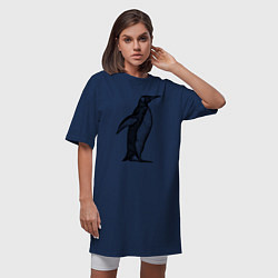 Футболка женская-платье Пингвин сбоку, цвет: тёмно-синий — фото 2