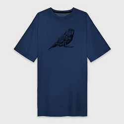 Футболка женская-платье Любопытный попугай, цвет: тёмно-синий