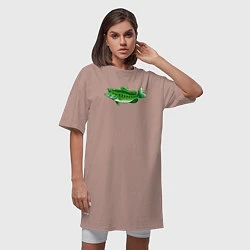 Футболка женская-платье Зелёная рыбка, цвет: пыльно-розовый — фото 2