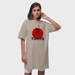 Футболка женская-платье Волейбол в Токио, цвет: миндальный — фото 2