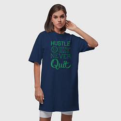 Футболка женская-платье Hustle hit never quit, цвет: тёмно-синий — фото 2