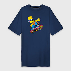 Футболка женская-платье Bart Simpson on a skateboard - extreme, цвет: тёмно-синий