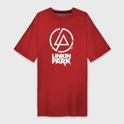 Футболка женская-платье Linkin Park - white, цвет: красный