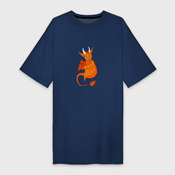 Футболка женская-платье Оранжевый дракон, цвет: тёмно-синий