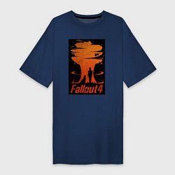 Футболка женская-платье Fallout 4 dog, цвет: тёмно-синий