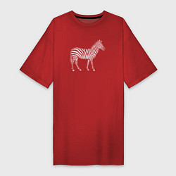 Футболка женская-платье Гравюра зебра в профиль, цвет: красный