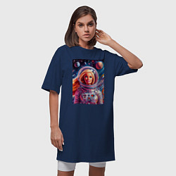 Футболка женская-платье Красавица Барби в космосе - нейросеть, цвет: тёмно-синий — фото 2