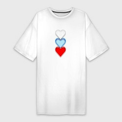 Женская футболка-платье Сердечки триколор