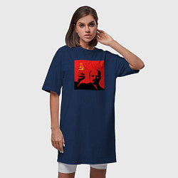Футболка женская-платье Lenin in red, цвет: тёмно-синий — фото 2