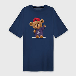 Женская футболка-платье Плюшевый медвежонок рэпер