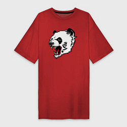 Футболка женская-платье Оскал панды, цвет: красный