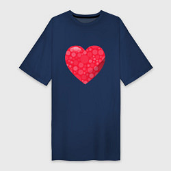 Женская футболка-платье Сердце красное в пятнышках