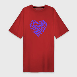 Футболка женская-платье Фиолетовое сердце из круглешков, цвет: красный