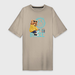 Женская футболка-платье Плюшевый медведь и смайлик