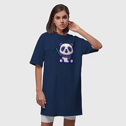 Футболка женская-платье Панда и бамбук, цвет: тёмно-синий — фото 2