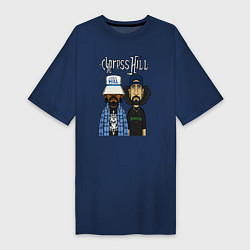 Футболка женская-платье Cypress hill - B Real and Sen Dog, цвет: тёмно-синий
