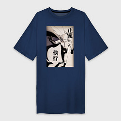 Футболка женская-платье Ванпанчмен Сайтама герой, цвет: тёмно-синий
