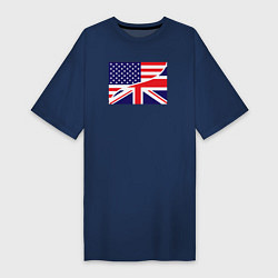 Футболка женская-платье США и Великобритания, цвет: тёмно-синий