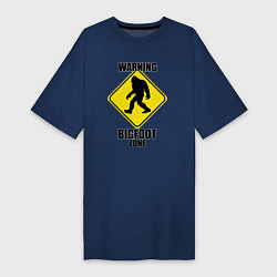 Женская футболка-платье Предупреждающий знак Bigfoot zone