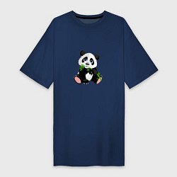 Футболка женская-платье Красивый медведь панда, цвет: тёмно-синий