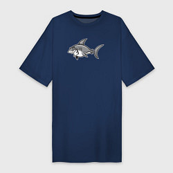 Футболка женская-платье Хитрая акула, цвет: тёмно-синий