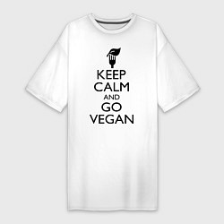 Футболка женская-платье Keep Calm & Go Vegan, цвет: белый