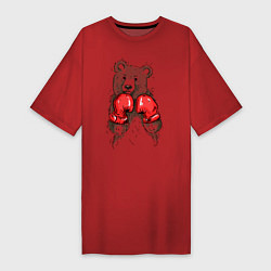 Футболка женская-платье Bear Boxing, цвет: красный