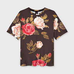 Женская футболка оверсайз Мотив из роз