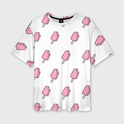 Женская футболка оверсайз Мороженое розовое