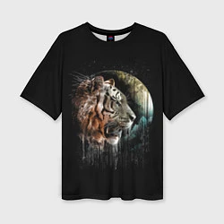 Женская футболка оверсайз Космический тигр