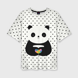 Женская футболка оверсайз Любовь панды