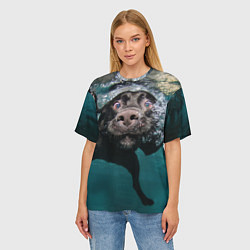 Футболка оверсайз женская Пес дайвер, цвет: 3D-принт — фото 2