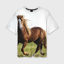 Футболка оверсайз женская Бегущая лошадь, цвет: 3D-принт