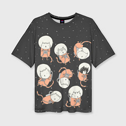 Женская футболка оверсайз Космические котики