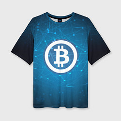Женская футболка оверсайз Bitcoin Blue