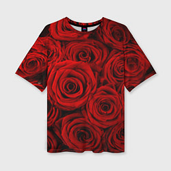Женская футболка оверсайз Красные розы