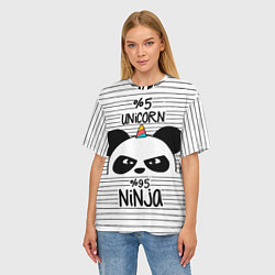 Футболка оверсайз женская 5% Unicorn – 95% Ninja, цвет: 3D-принт — фото 2