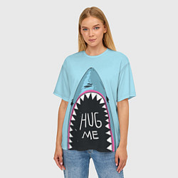 Футболка оверсайз женская Shark: Hug me, цвет: 3D-принт — фото 2