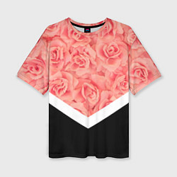 Женская футболка оверсайз Розовые розы