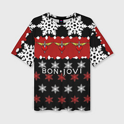 Женская футболка оверсайз Праздничный Bon Jovi