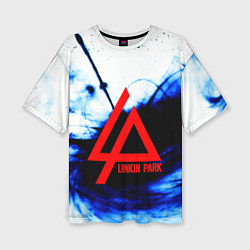 Женская футболка оверсайз Linkin Park blue smoke