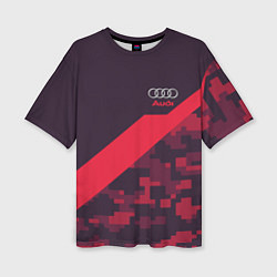 Женская футболка оверсайз Audi: Red Pixel