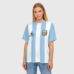 Футболка оверсайз женская Марадона Аргентина ретро, цвет: 3D-принт — фото 2